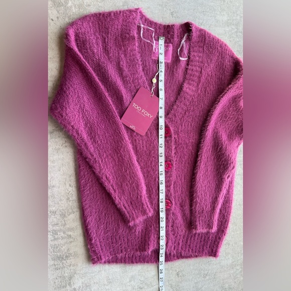 NWT Too Foxy Pink Eyelash Cardigan - Picture 7 of 9